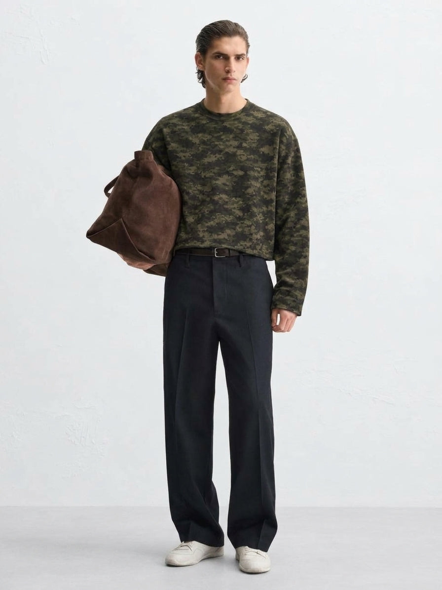 Camo Crewneck - Olive