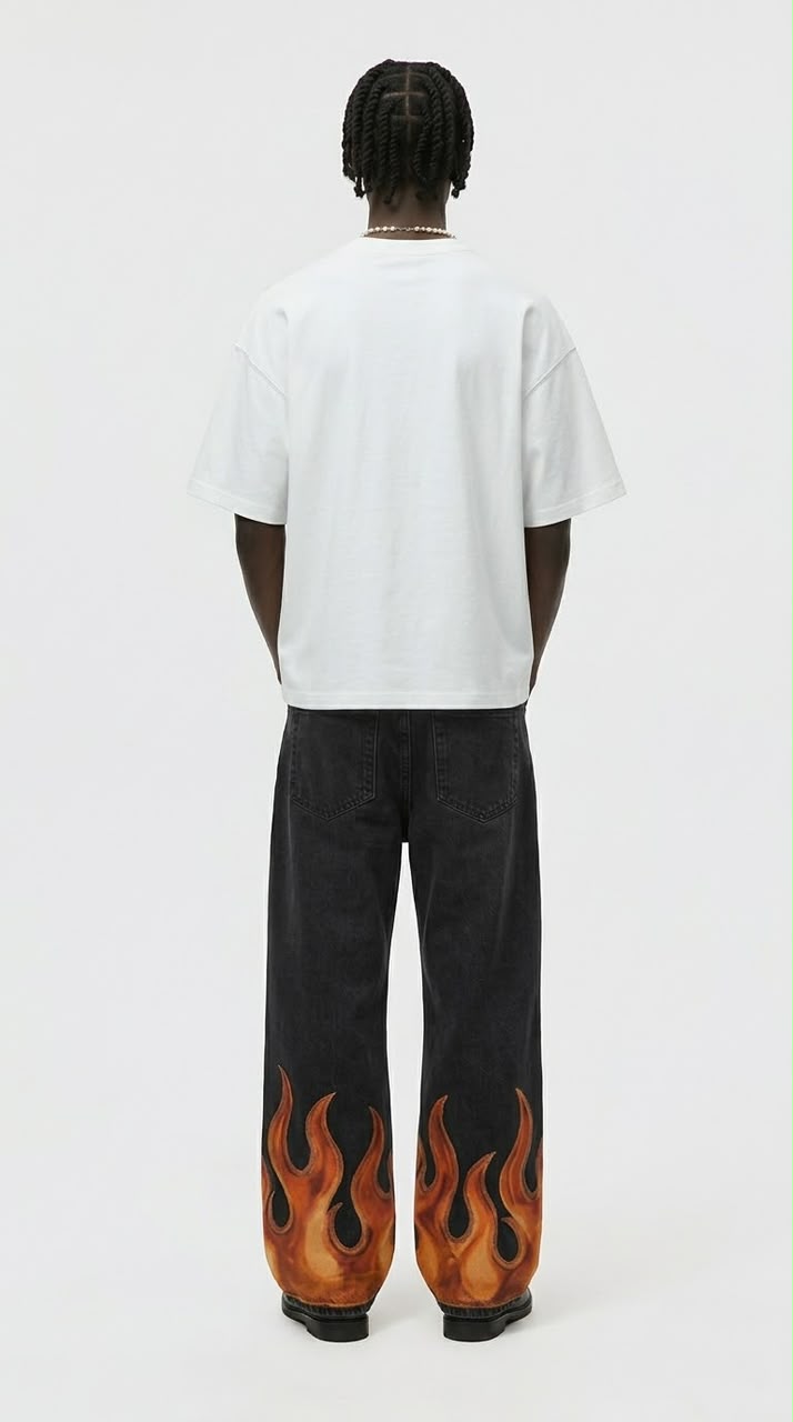 Red Flame Baggy Jeans