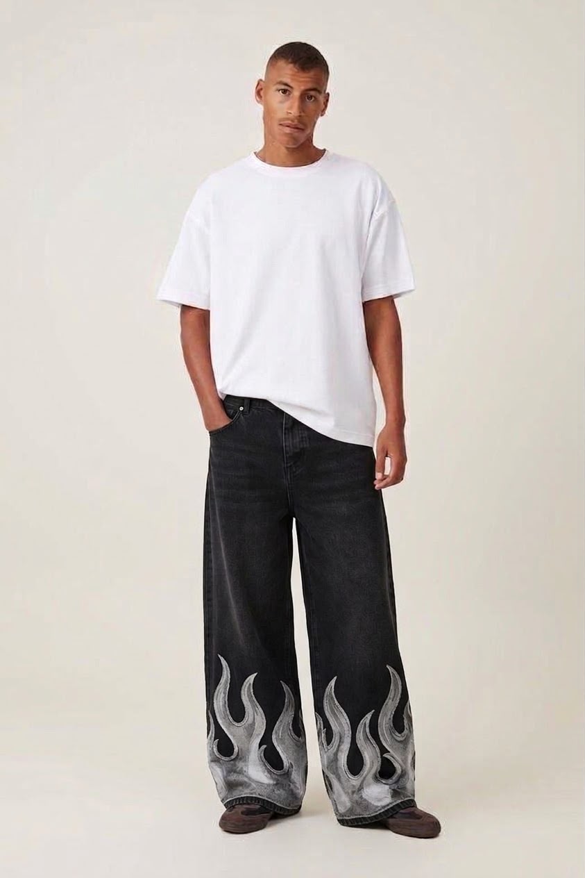White Flame Baggy Jeans