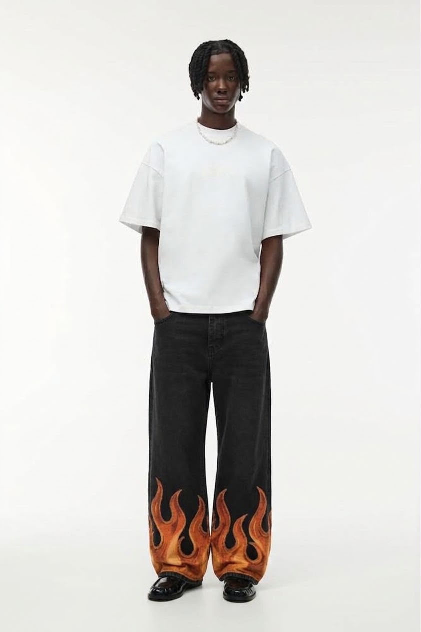 Red Flame Baggy Jeans