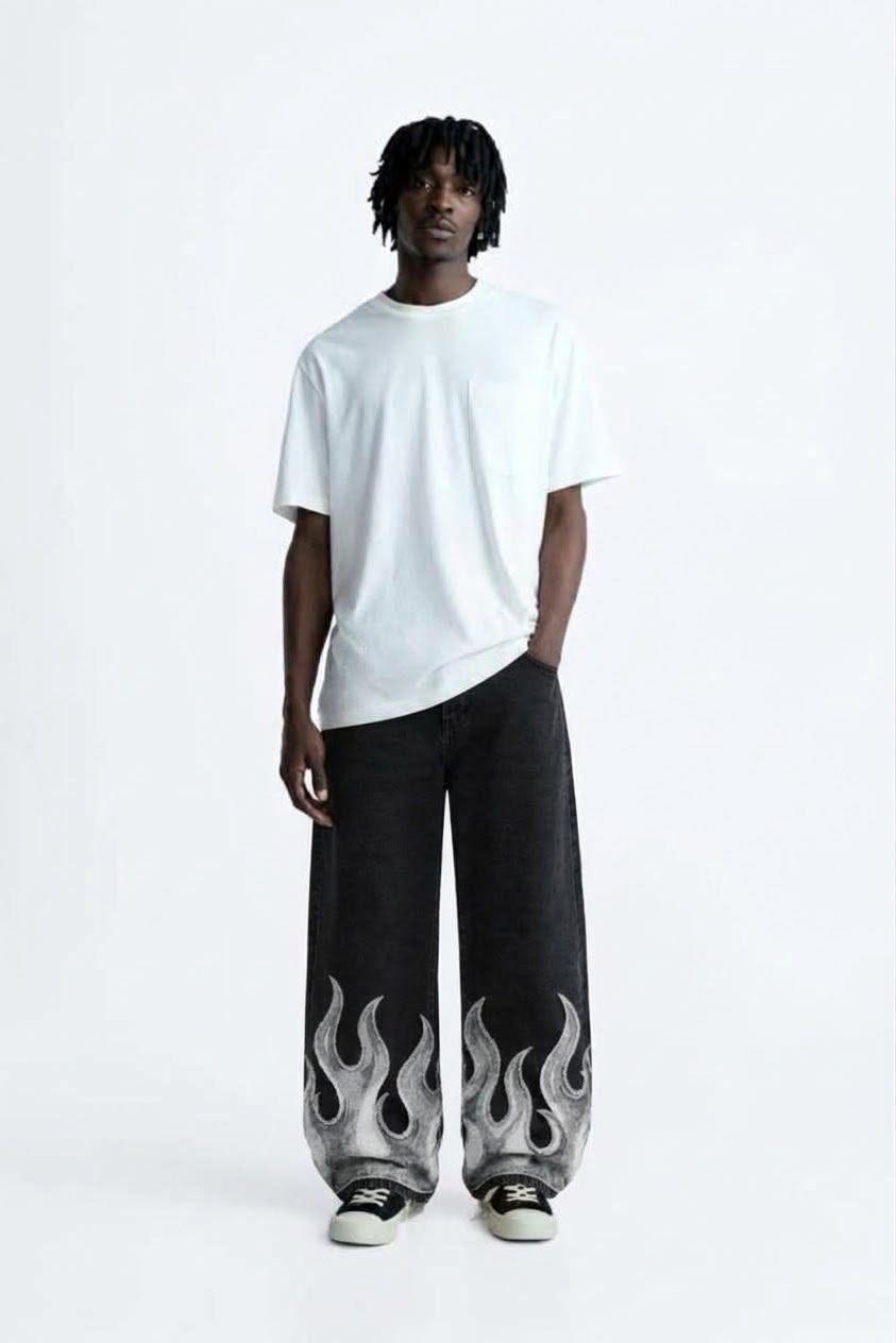 White Flame Baggy Jeans