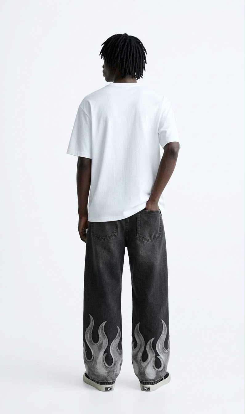 White Flame Baggy Jeans
