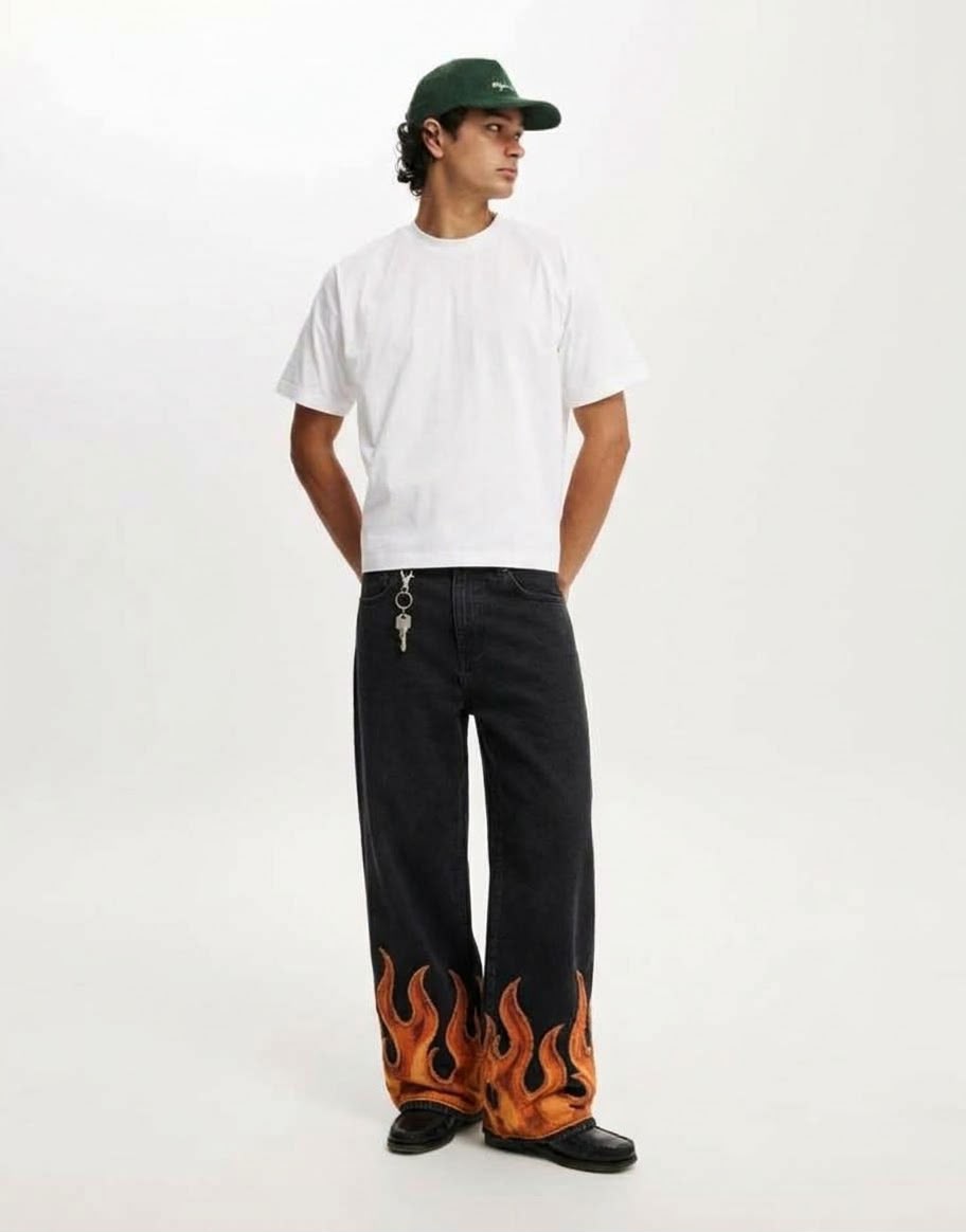 Red Flame Baggy Jeans