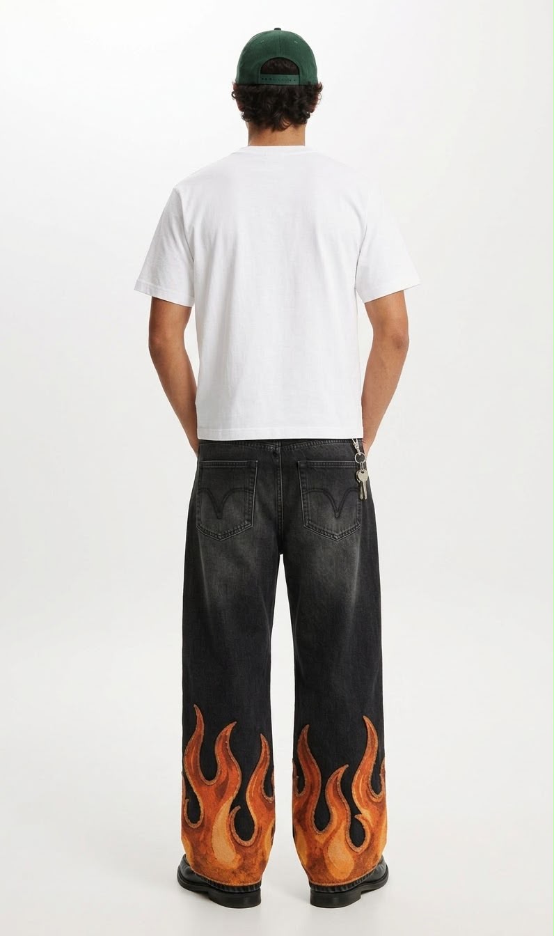 Red Flame Baggy Jeans